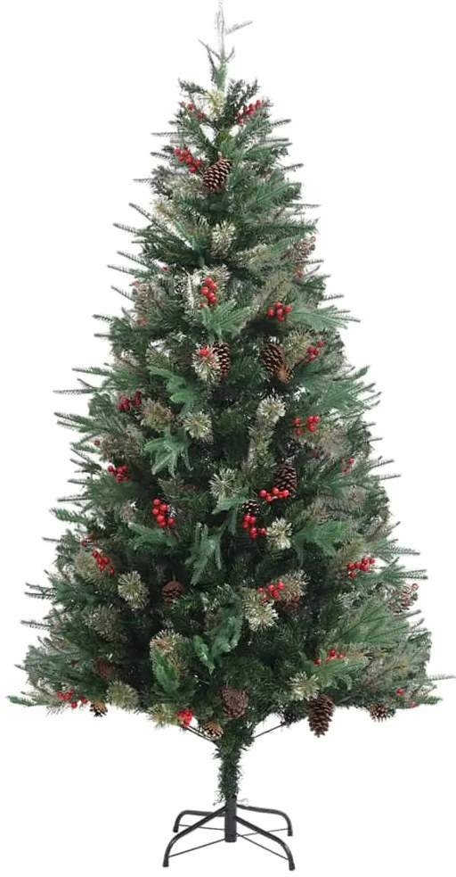 Árvore de Natal com pinhas 225 cm PVC e PE verde