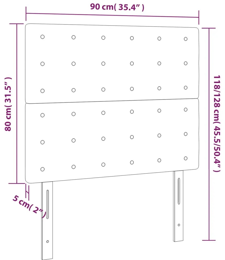 Cabeceira de cama c/ LED tecido 90x5x118/128cm preto