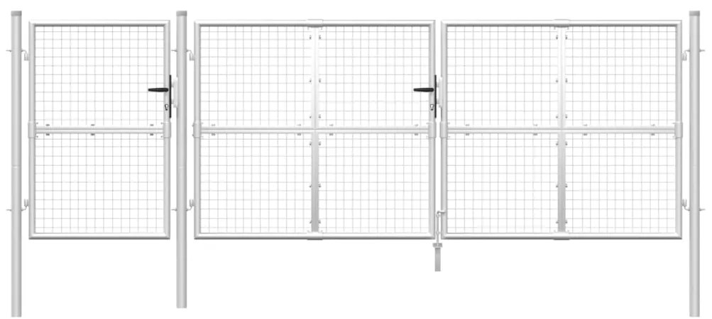 Portão de rede para jardim 400x175 cm aço galvanizado prateado