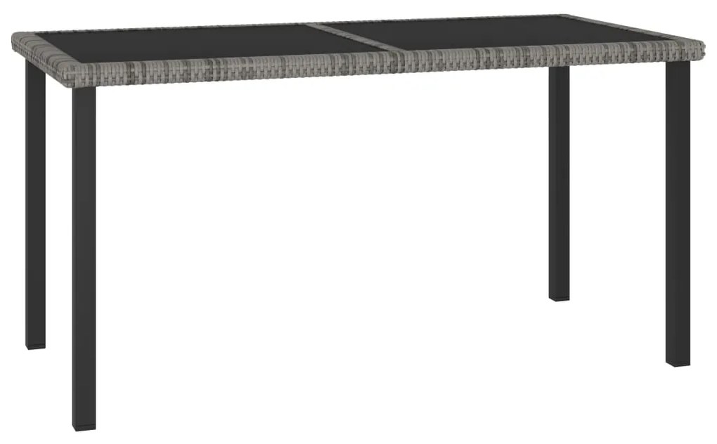 Mesa de jantar para jardim 140x70x73 cm vime PE cinzento