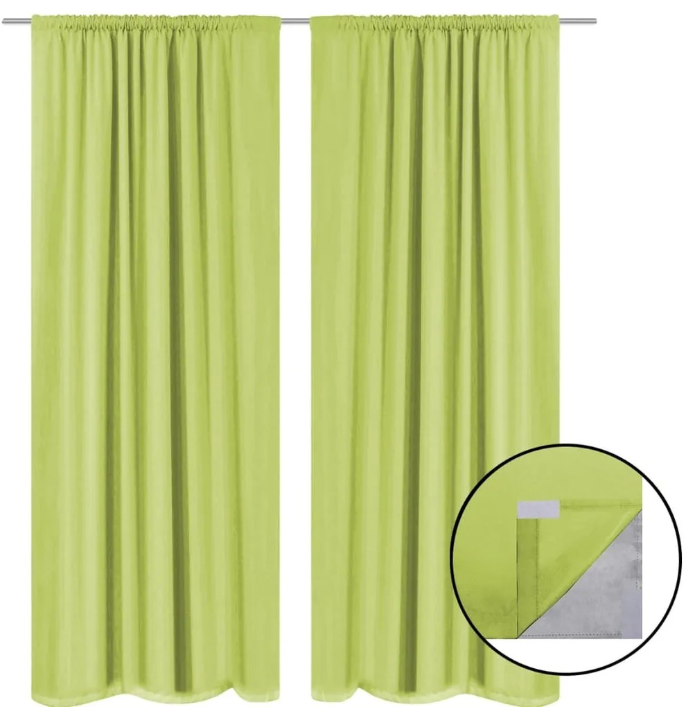 vidaXL Cortinas blackout 2 pcs camada dupla 140x245 cm verde