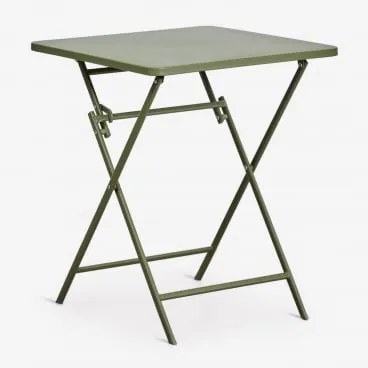 Mesa De Jardim Quadrada 60x60 Cm Dobrável Em Aço Tamarit Verde Azeitona Intenso - Sklum