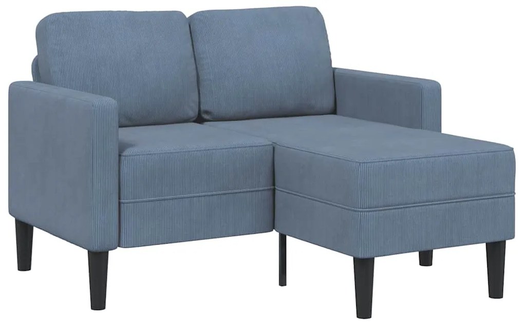 vidaXL Sofá 2 lugares com Chaise em L 125 cm linho azul