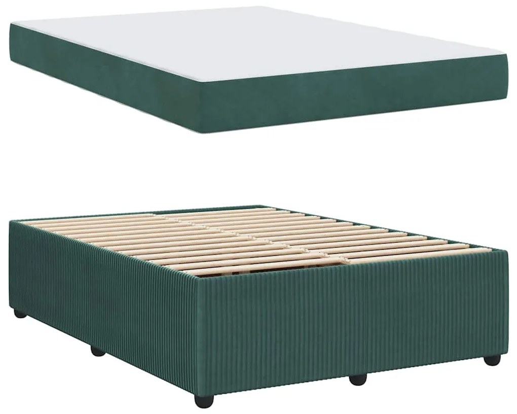 Estrutura de cama com colchão Verde-escuro 140 x 200 cm Veludo