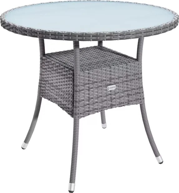 Mesa jardim Polyrattan redonda Ø60cm cinzenta