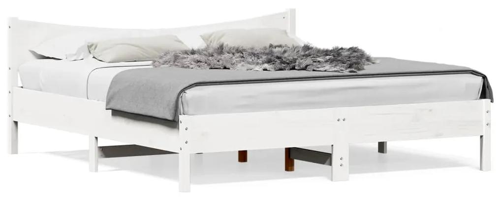Estrutura de cama com cabeceira 180x200cm pinho maciço branco