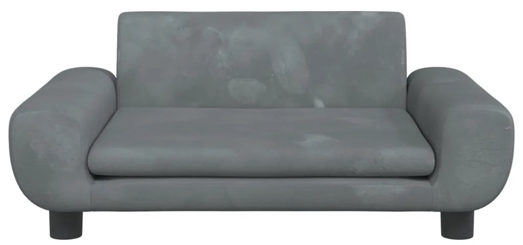 Sofá infantil 70x45x33 cm veludo cinzento-escuro
