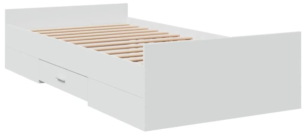 Estrutura de cama c/ gavetas 90x200 cm derivados madeira branco