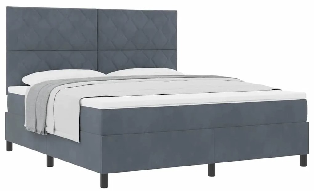 Cama Box com Colchão vidaXL Cinza Escuro Super King Veludo