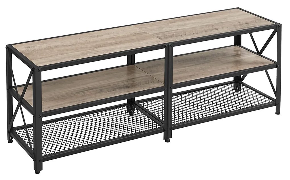Aparador de TV com estrutura em aço e estilo industrial | VASAGLE | 140 x 39 x 52 cm | greige e preto | LTV094B02.