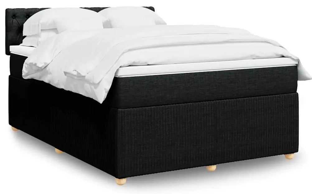 Cama com molas/colchão 140x200 cm tecido preto