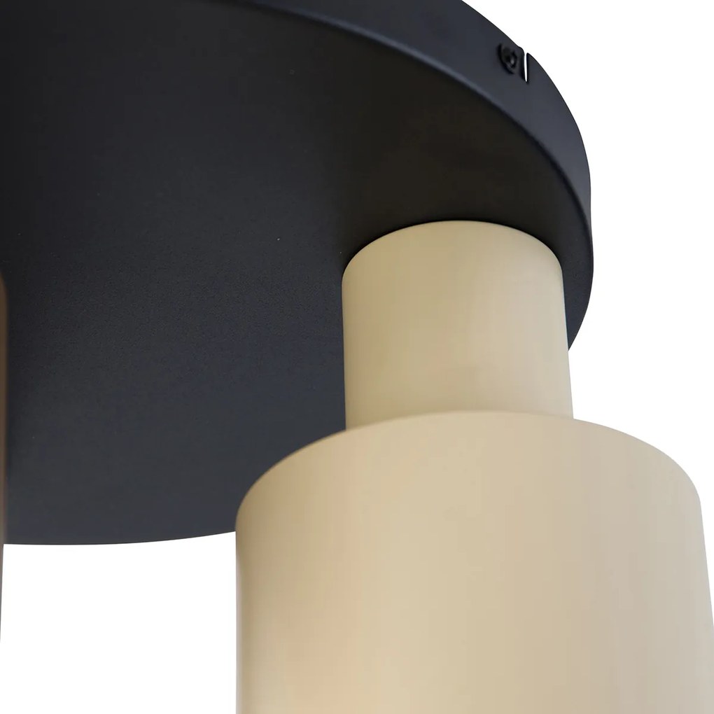 Candeeiro de teto bronze com taupe e bege 3 luzes - Ans Moderno