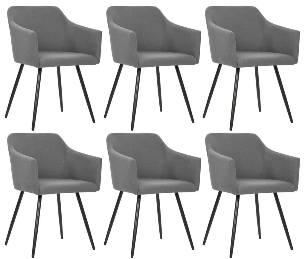 vidaXL Cadeiras de jantar 6 pcs tecido cinzento-claro