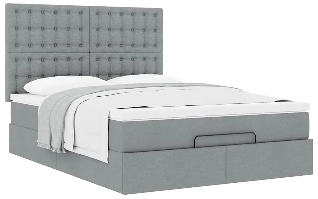Estrutura de cama otomana com colchão 140x190 cm cinzento claro