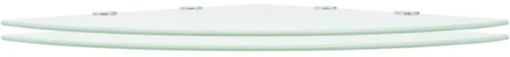 Prateleiras canto 2 pcs suportes cromados 45x45cm vidro branco