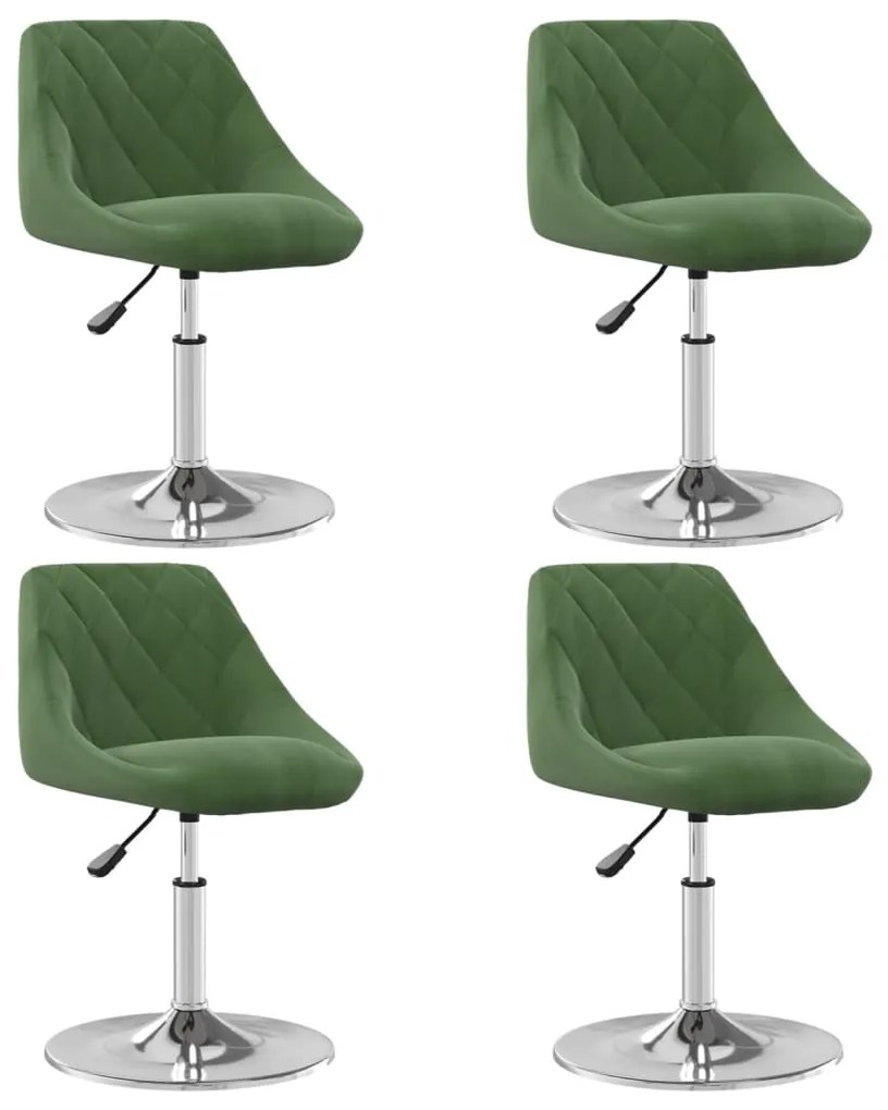 vidaXL Cadeiras de jantar giratórias 4 pcs veludo verde-escuro
