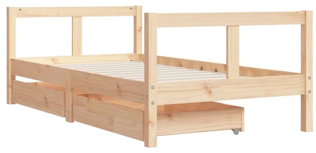 Estrutura de cama infantil c/ gavetas 80x160 cm pinho maciço