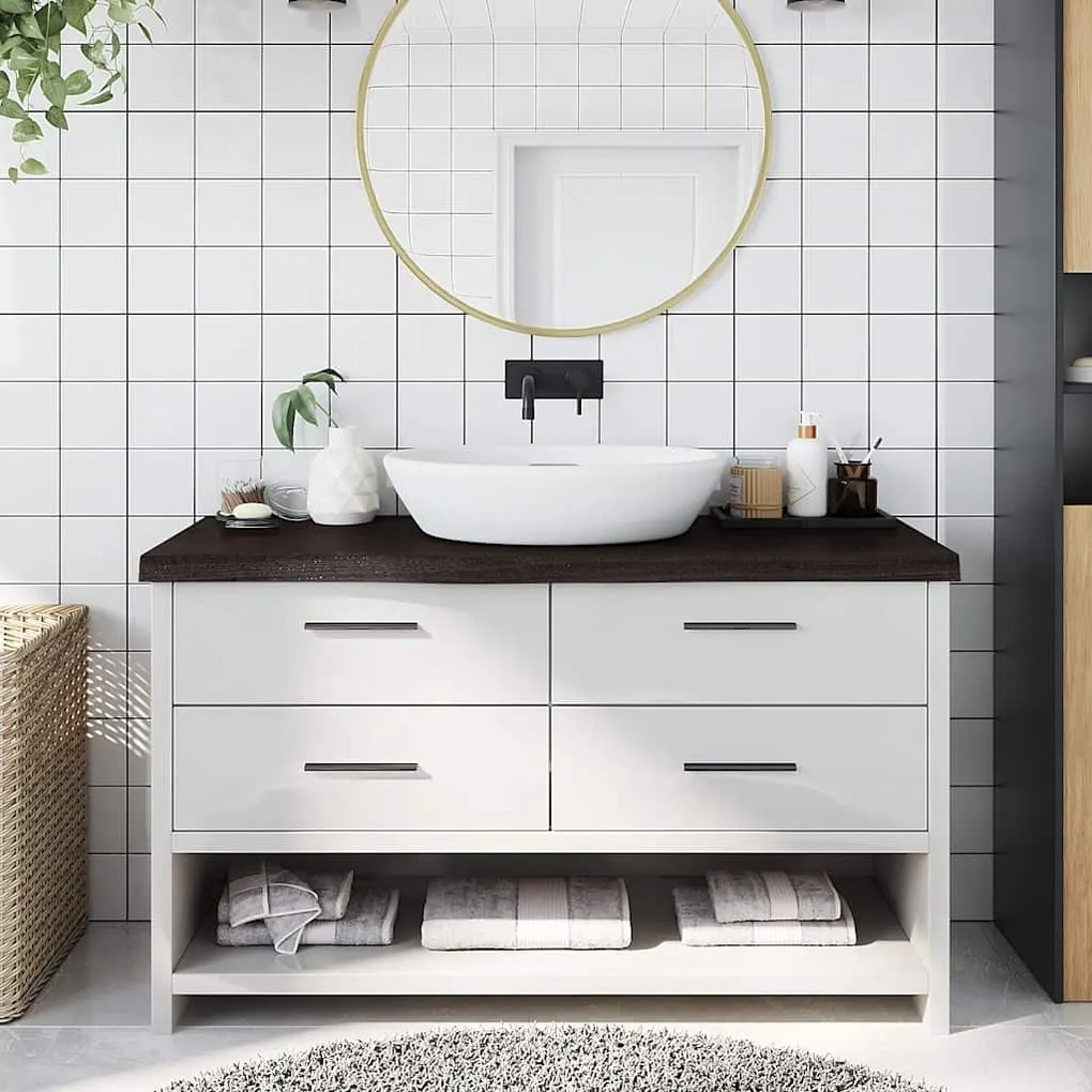 vidaXL Bancada p/ WC 100x40x(2-6)cm madeira tratada maciça castanho