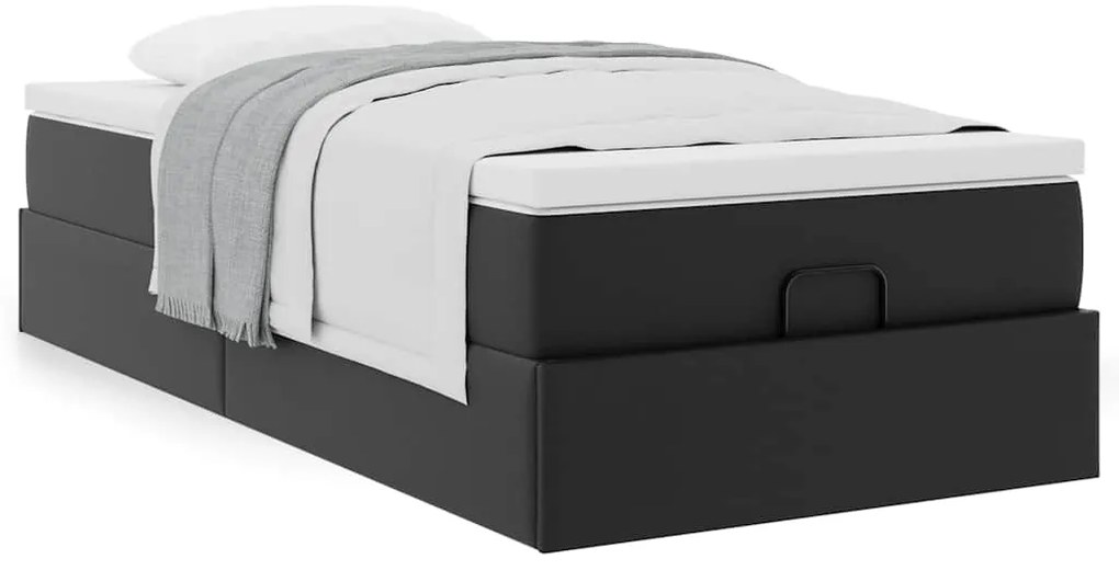 Estrutura de cama otomana com colchão 80x200 cm preta
