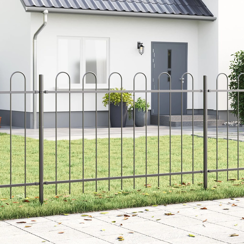 Cerca de Jardim vidaXL com Topo Arqueado Cinza 10,2x1,2 m em Aço