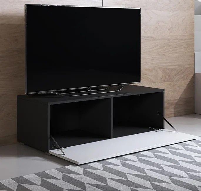 Móvel TV Lorvão – 100x32 cm – Preto e Branco com Pés – Design Moderno