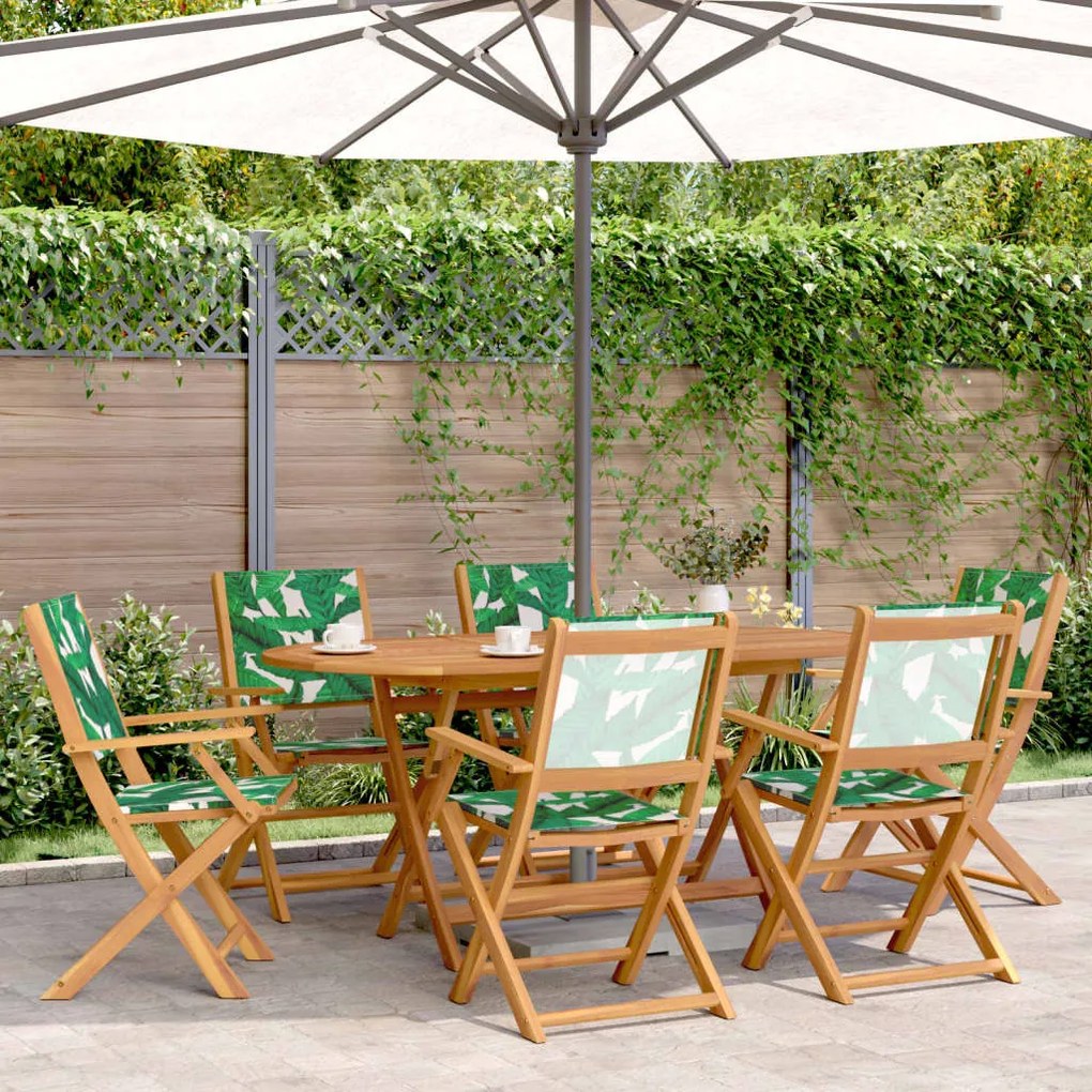 vidaXL Cadeiras de jardim dobráveis 6 pcs tecido/madeira maciça verde