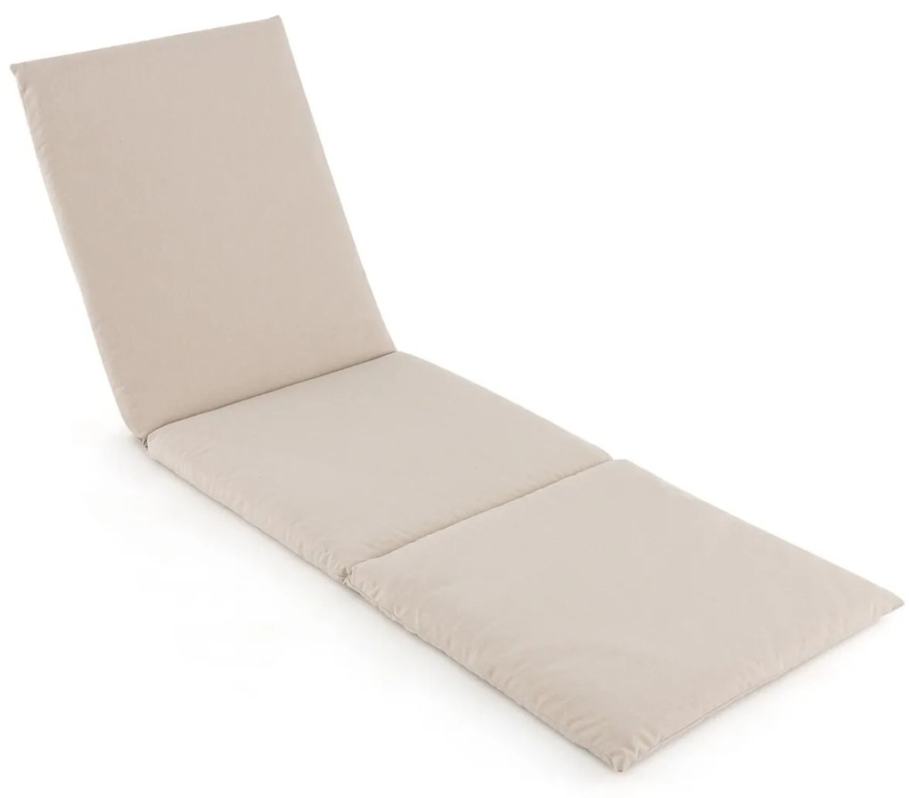 Almofada para espreguiçadeira de exterior 182 x 59 cm com tiras de fixação Fecho de gancho e laço Bege