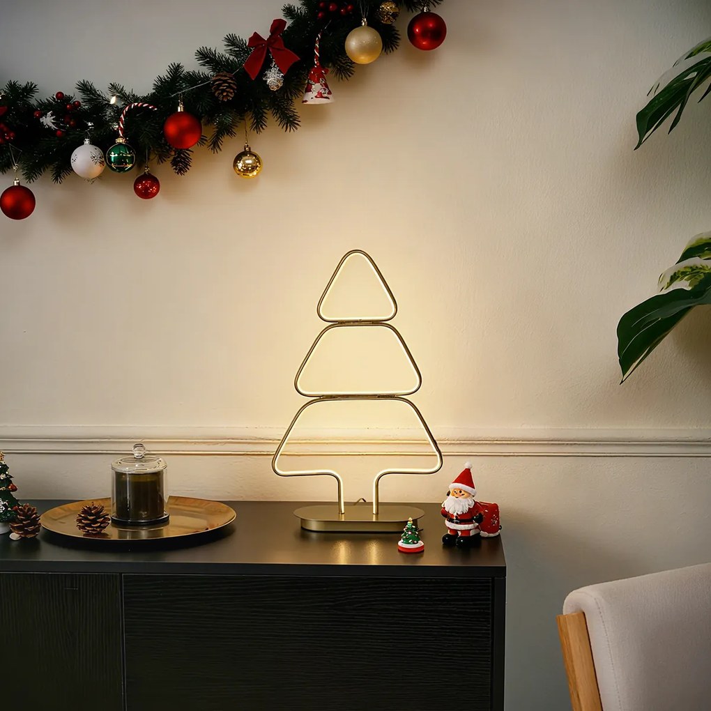 Candeeiro de Mesa de Natal Dourado Árvore de Natal Inclui LED - Arbre