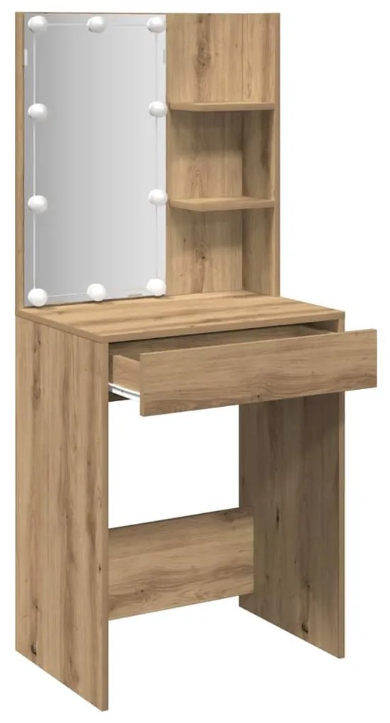 Toucador com luzes LED 60x40x140 cm cor carvalho artisiano