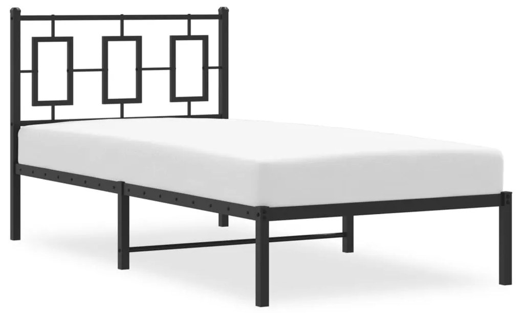 Estrutura de cama com cabeceira 90x200 cm metal preto