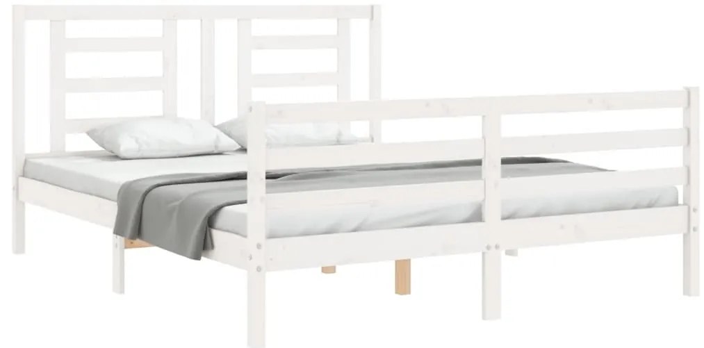 Estrutura de cama com cabeceira 160x200 cm madeira maciça