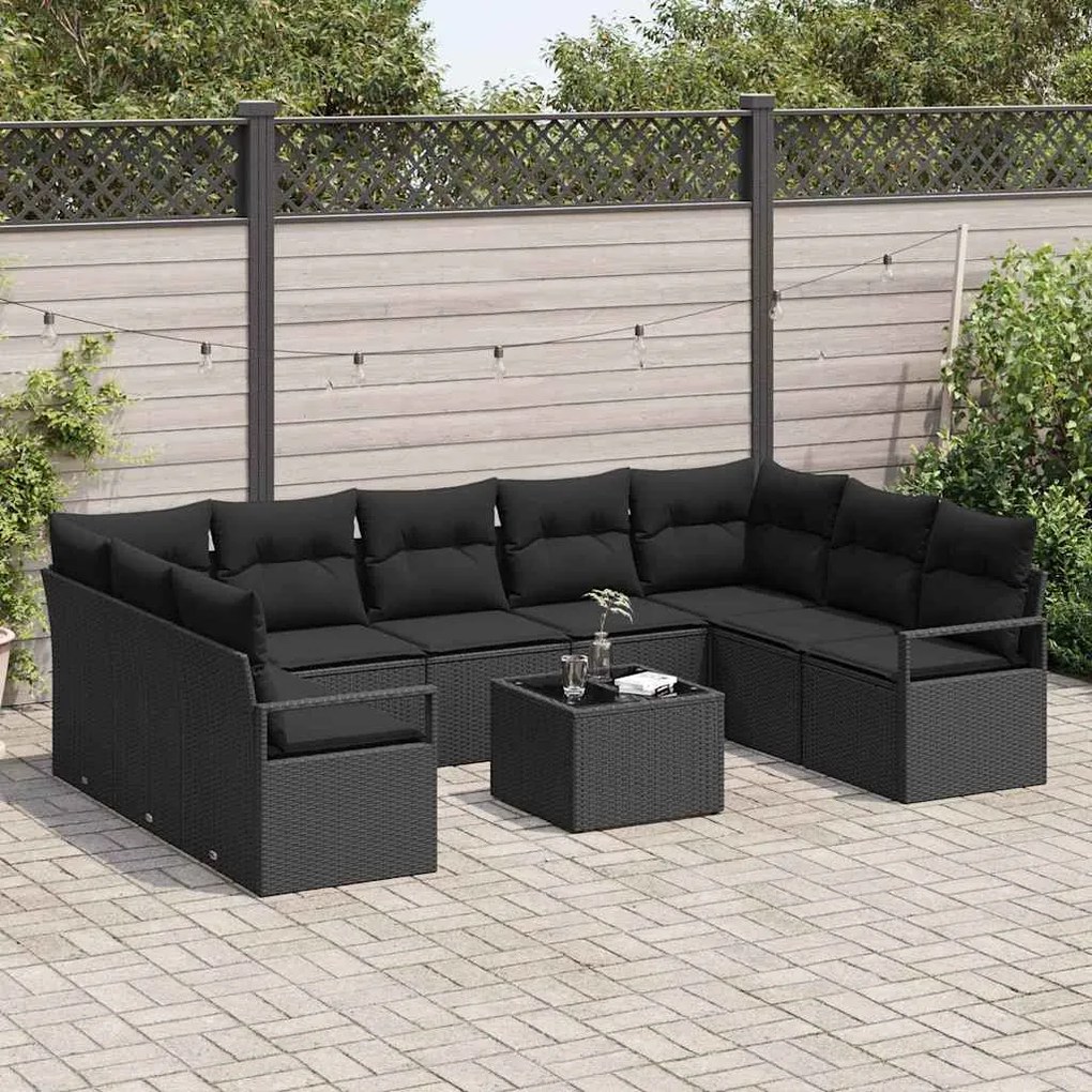 Conjunto de Sofá de Jardim com 10 Peças e Almofadas Bege em Rattan Sin