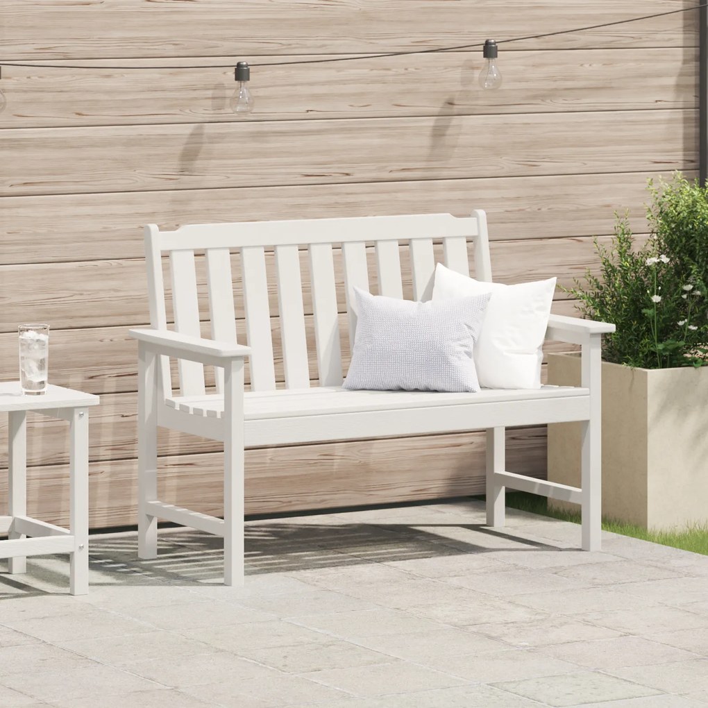 vidaXL Banco de Jardim Branco 120 cm HDPE