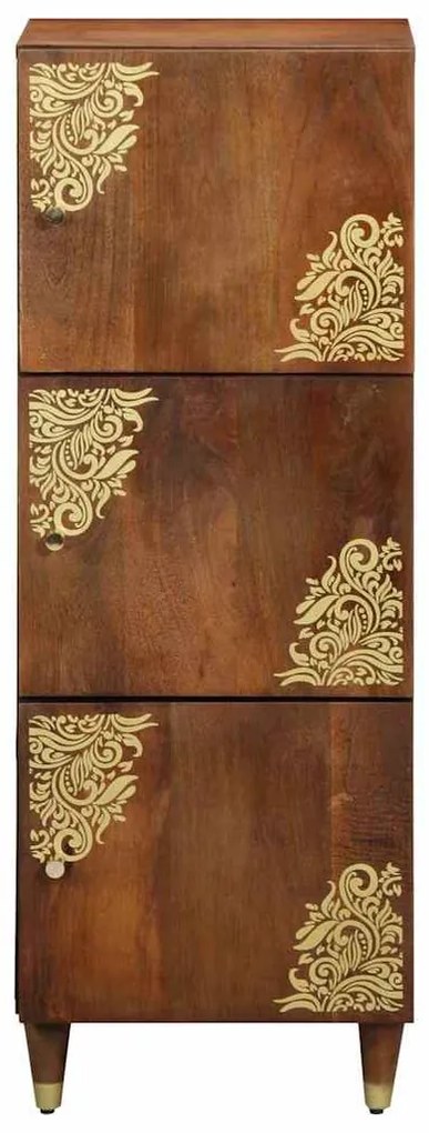 Armário Alto Castanho mel com detalhes em dourado