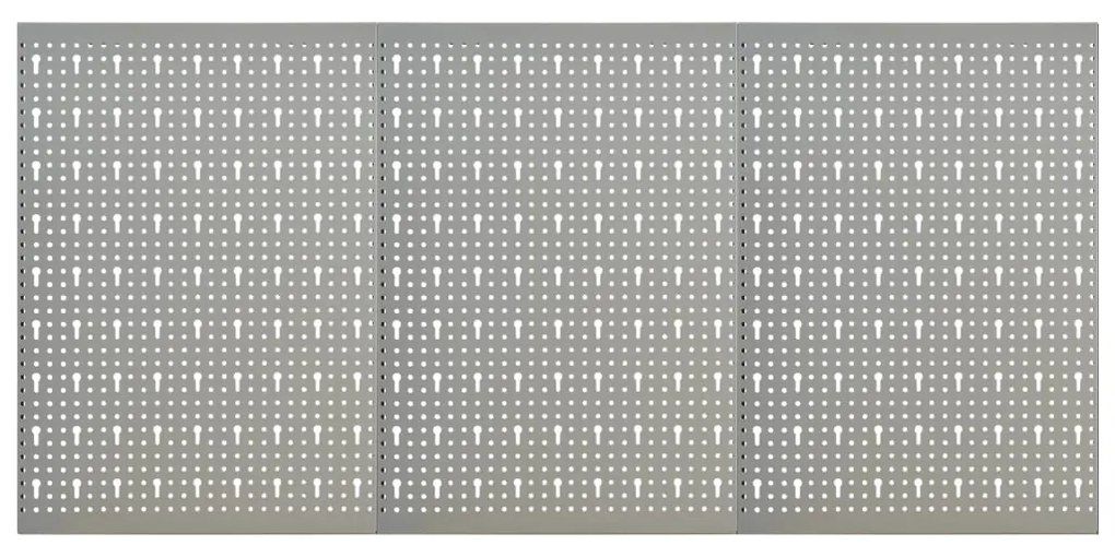 vidaXL Placas perfuradas de parede 3 pcs 40x58 cm aço