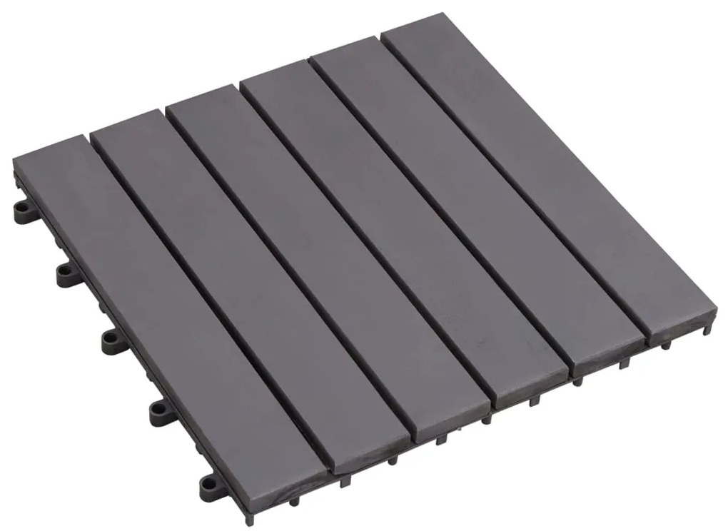 46586 vidaXL Ladrilhos de terraço 10 pcs 30x30 cm acácia maciça cinzento