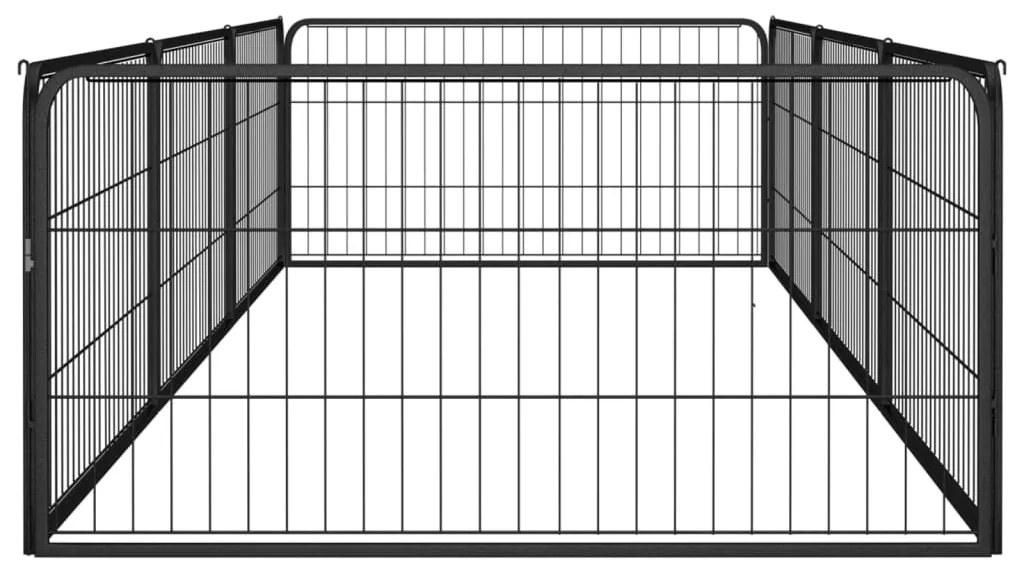 Parque p/ cães c/ 8 painéis 100x50 cm aço revestido a pó preto