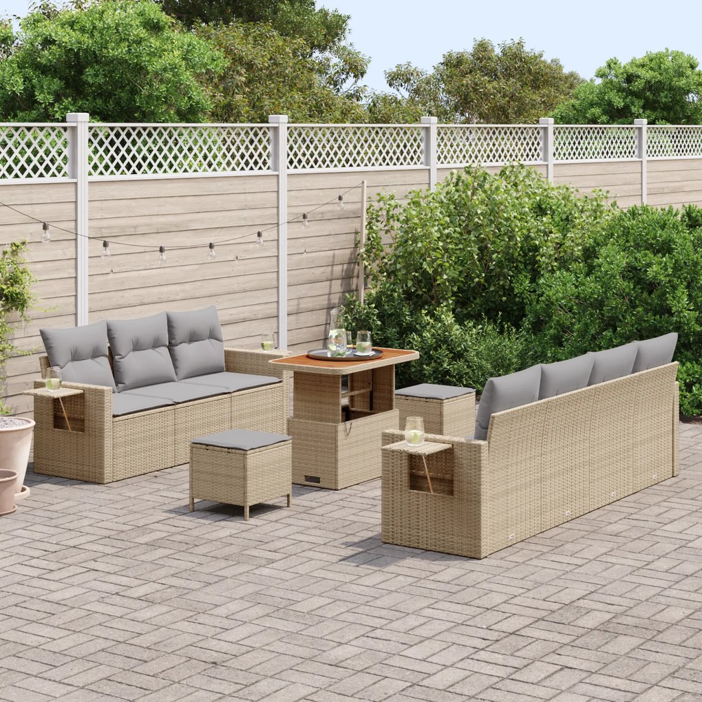 Conjunto de Sofá de Jardim de 10 peças vidaXL com Almofadas Rattan Sin
