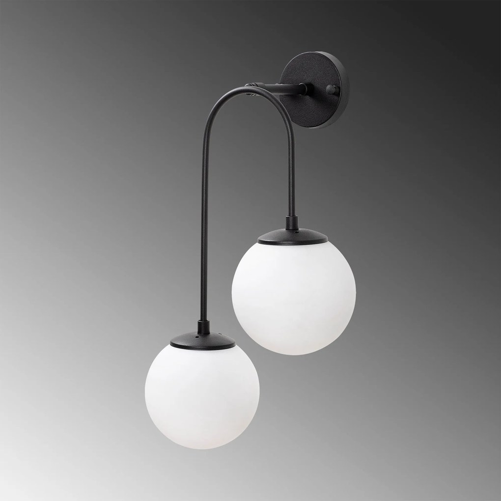 Candeeiro de Parede Jewel – Preto e Branco – 30 x 24 cm