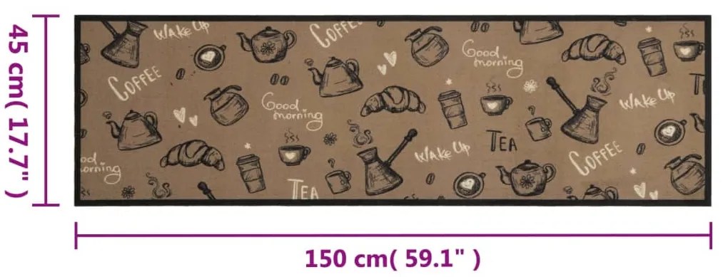 Tapete cozinha lavável 45x150 cm veludo padrão morning castanho