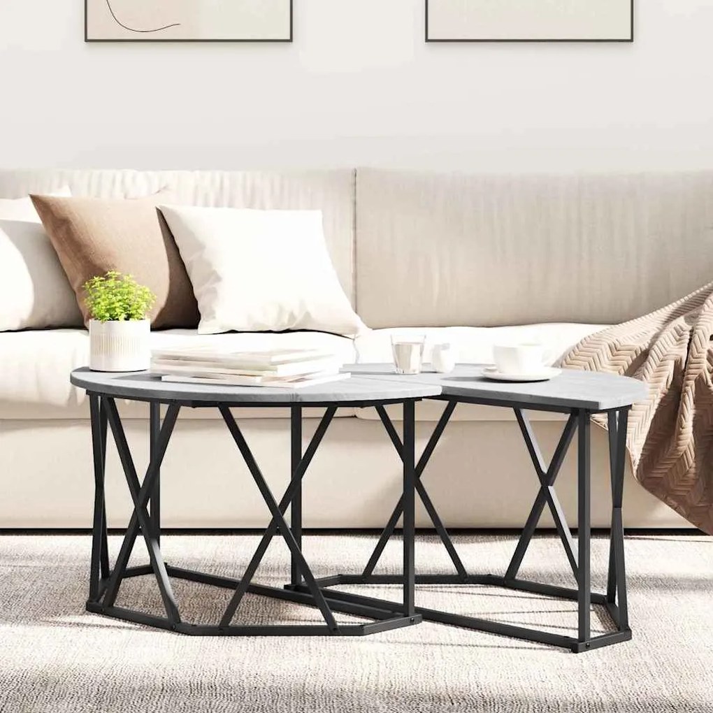 Mesa de Centro Cinza Sonoma 80x80x42 cm Feita de Madeira Engenharia