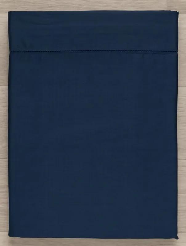 CAMA 160x200 - Jogo de lençóis 100% algodão penteado cetim 300 fios: azul marinho escuro