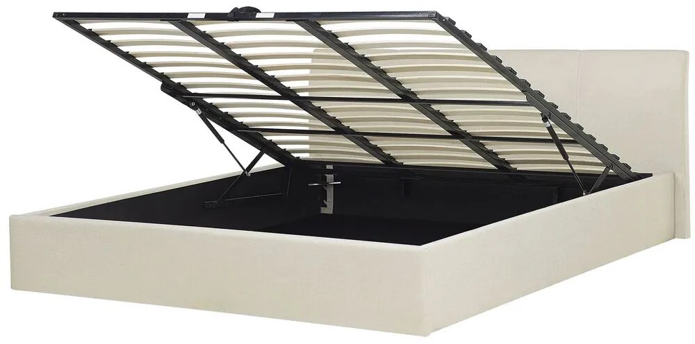 Cama de casal com arrumação em tecido creme 180 x 200 cm ORBEY Beliani