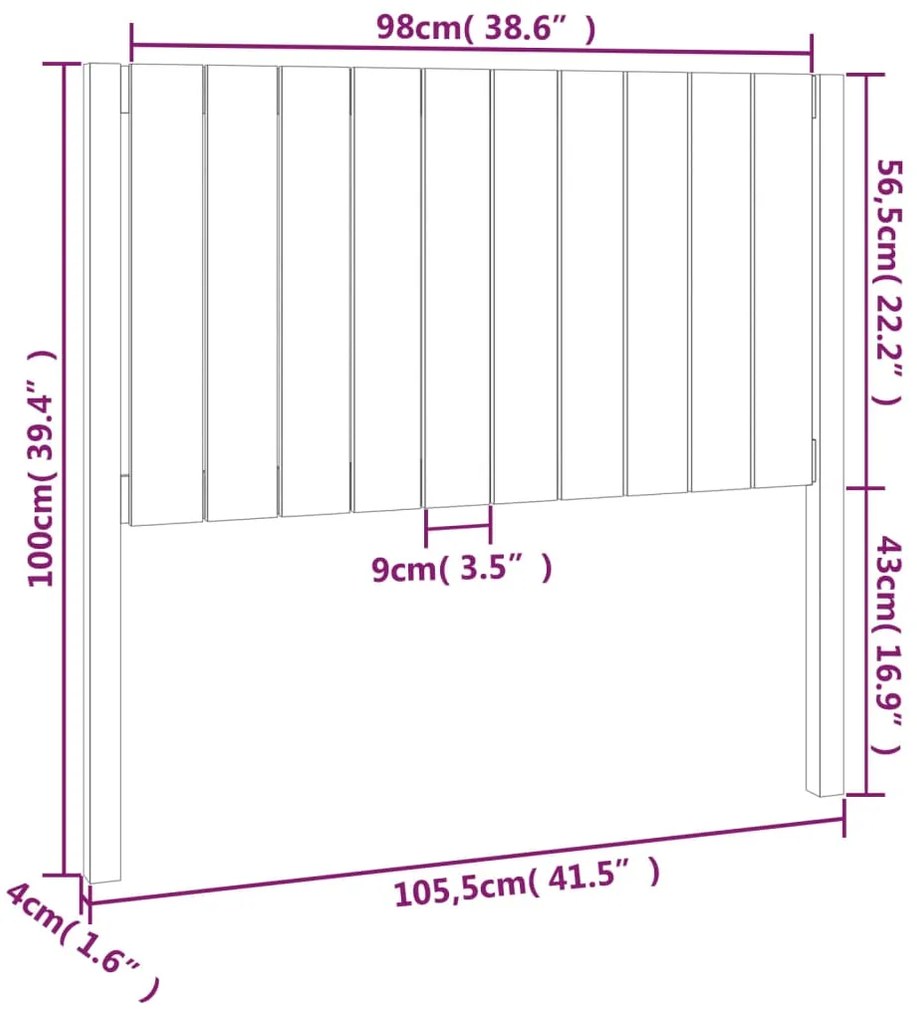 Cabeceira de cama 105,5x4x100 cm pinho maciço castanho mel