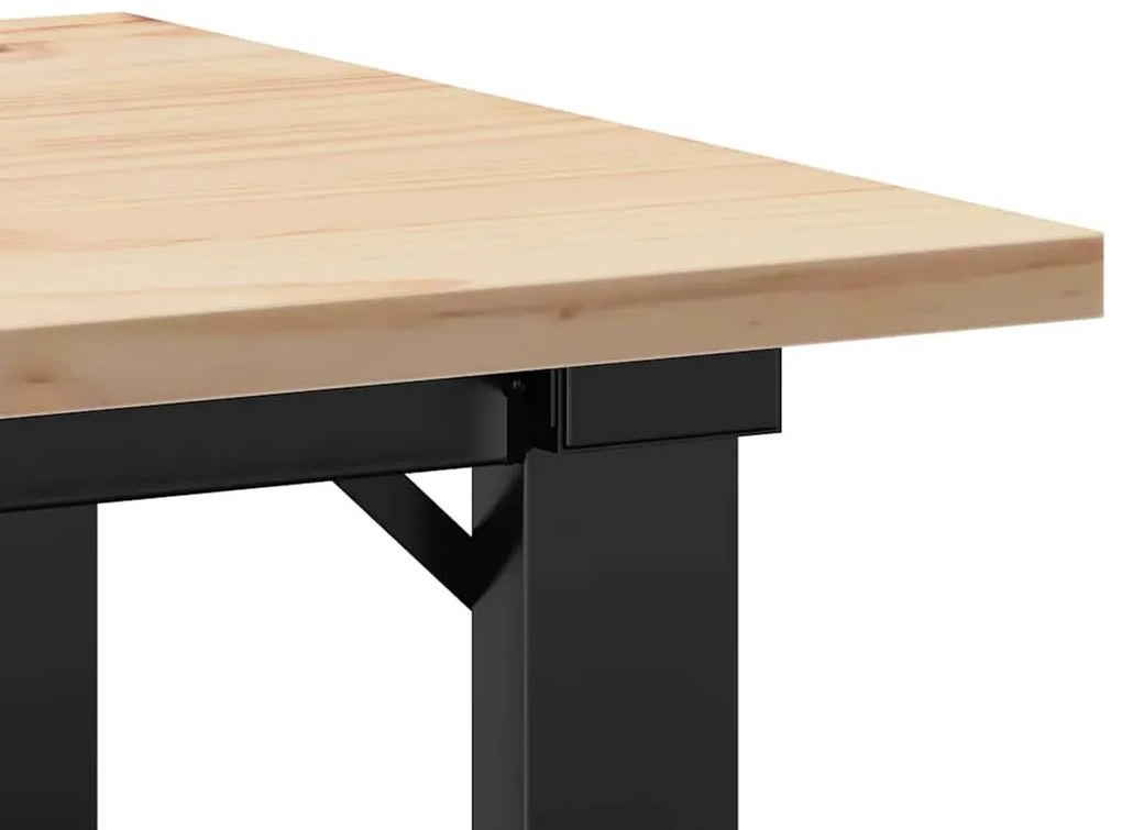 Mesa de centro estrutura em O 50x50x35 cm pinho e aço
