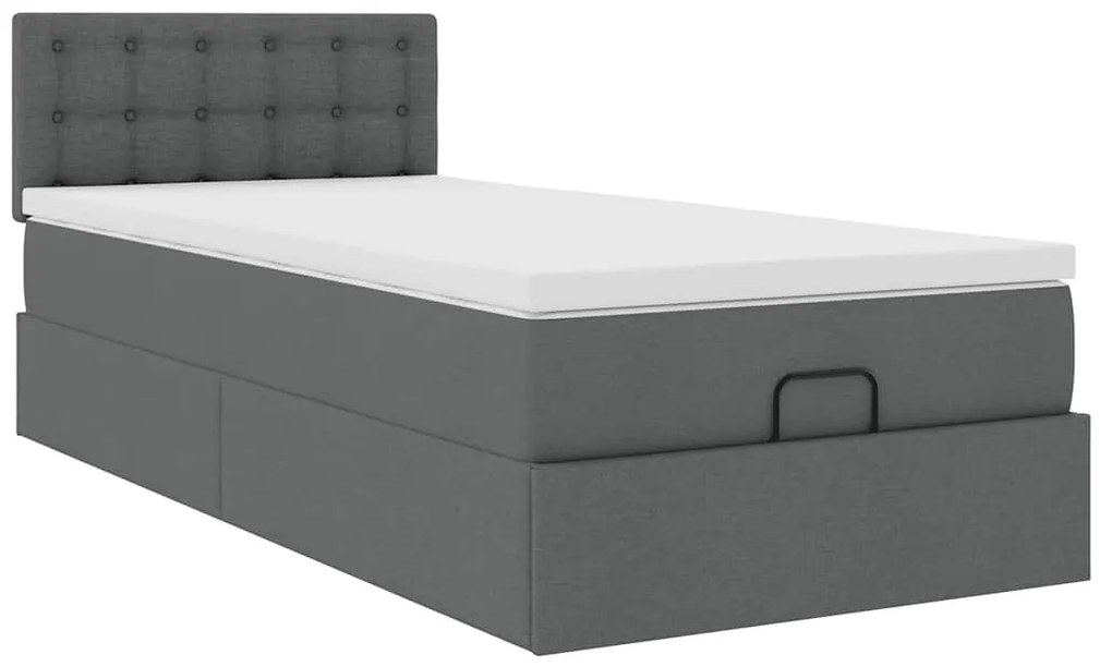 Estrutura cama otomana colchão 90x190 cm tecido cinzento escuro