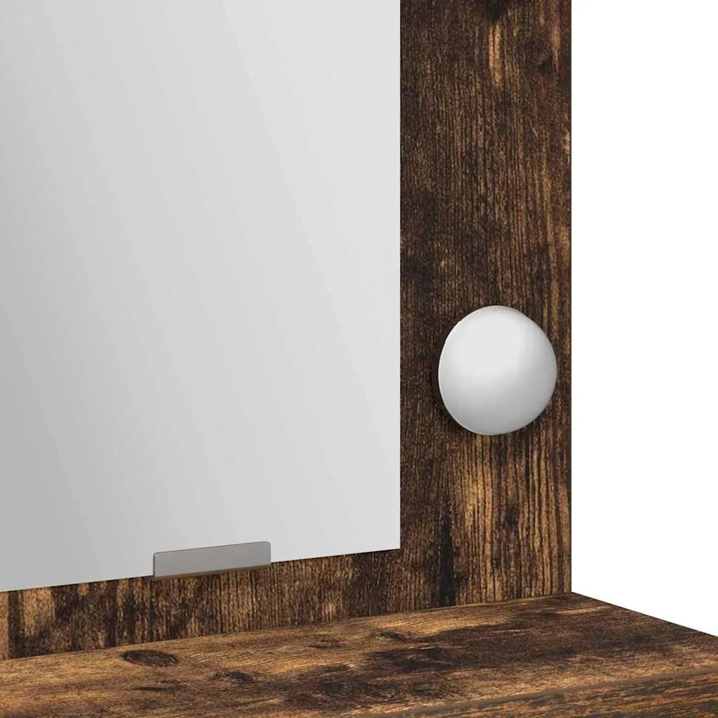 Mesa de Maquilhagem com Luzes LED em Carvalho Fumado 50x41x135 cm
