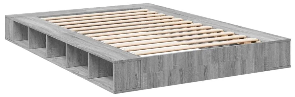 Estrutura de cama 140x200 cm derivados de madeira cinza sonoma