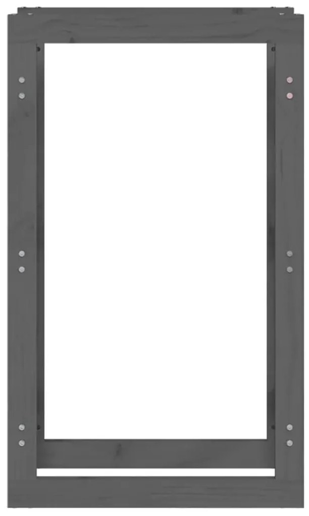 Suporte para lenha 60x25x100 cm pinho maciço cinza
