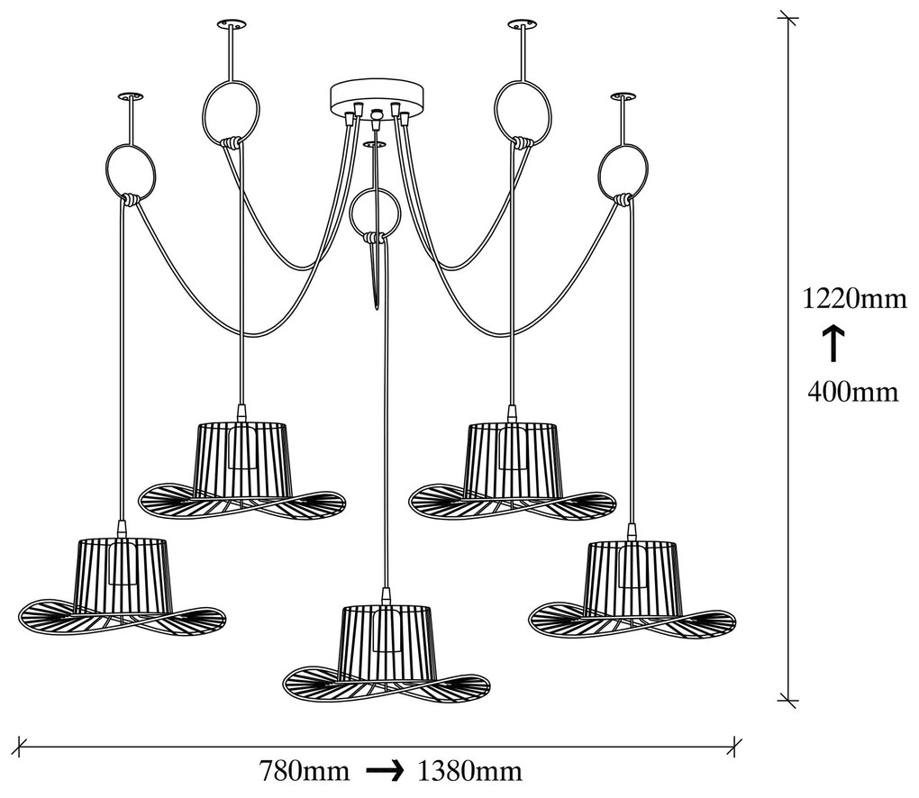 Chandelier Tel – Preto – Diâmetro 138 cm x Altura 122 cm